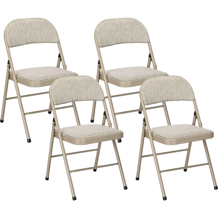 HOMCOM Klappstühle, Polyester, Stahl, Beige, 45L x 46B x 78H cm – Bild 1