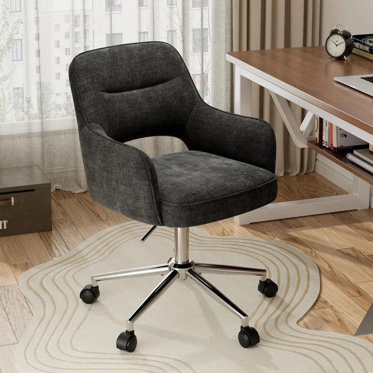 MALOL Drehstuhl Bürostuhl höhenverstellbar, Moderner Schreibtischstuhl mit Rollen, Ergonomischer Bürostuhl mit Armlehnen, 360° drehbar, Design für Büro, Homeoffice, Wohnzimmer, Dunkelgrau