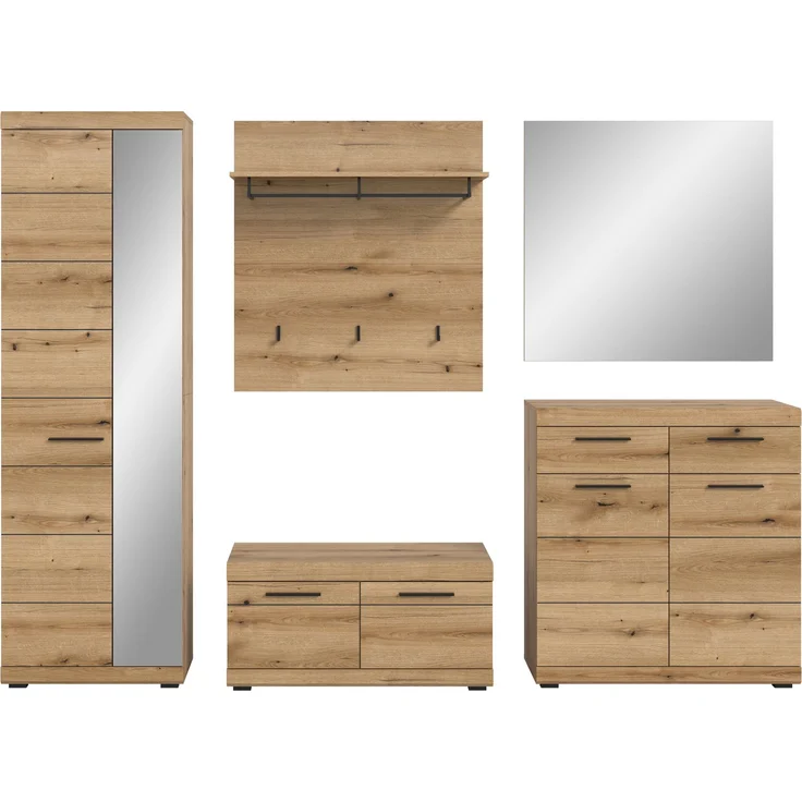 Garderobenkombination (B/H/T: 272x197x40 cm) in Evoke Oak Nachbildung – Bild 2