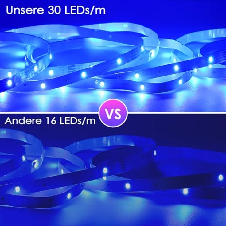 HOVVIDA LED Strip 10M, RGB LED Streifen mit 300 LEDs, APP & Fernbedienung, Musik- & Timing-Modus für Zimmer, Wohnzimmer, Küche, Schlafzimmer, Bar, Party – Bild 3