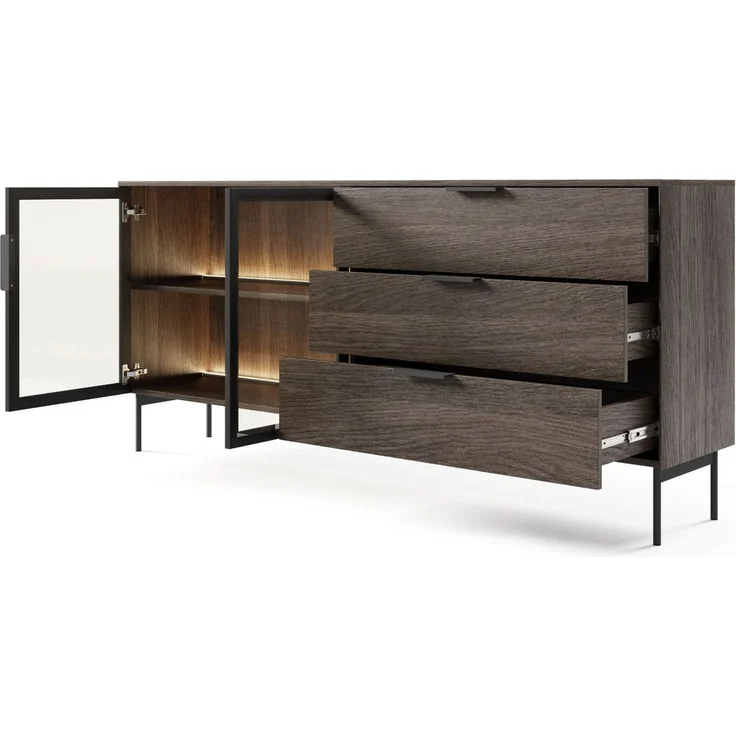 Compleo Schubkastenkommode modern und elegant MARBELA, Kommode mit drei Schubladen, mit Glasfront – Bild 3