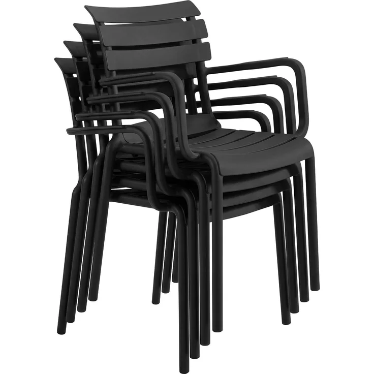 Gartenmöbel-Set NORA mit 4 Stühlen - 186x186x82cm, Kunststoff, Schwarz | Balkonset Gartenset Tisch mit Stühlen Bistroset Outdoor – Bild 6