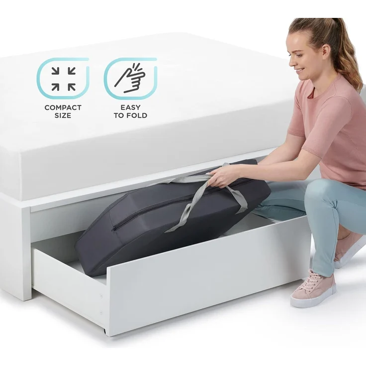 kk Kinderkraft Kinderkraft Reisebett 2 in 1 MOVI, faltbares Kinderbett, Laufgitter, Separater Eingang, 2 Matratzenhöhen, Zusammenklappe, mit Zubehör, Matratze, Tragetasche, Rosa, Stahl, Aluminium – Bild 4