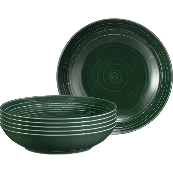 Seltmann Weiden Terra Suppenteller, Dunkelgrün, Keramik, Ø 21,2 cm, 6er Set, spülmaschinenfest, mikrowellenfest, ofenfest