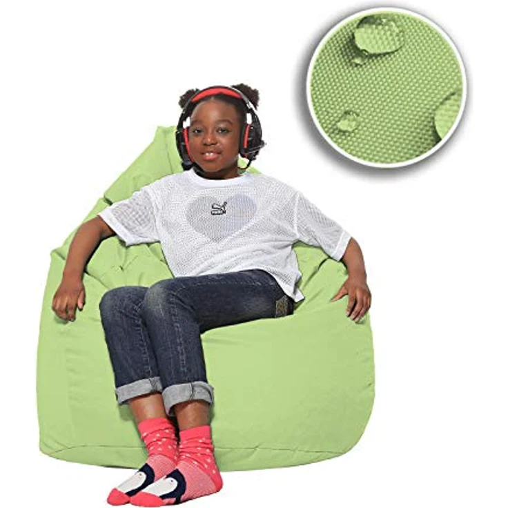 HomeIdeal - Sitzsack XXL Bodenkissen für Erwachsene & Kinder - Geeignet für Gaming oder Entspannen - Indoor wie Outdoor da er Wasserfest ist - mit EPS Perlen, Farbe:Limettengrün, Größe:XXL – Bild 7