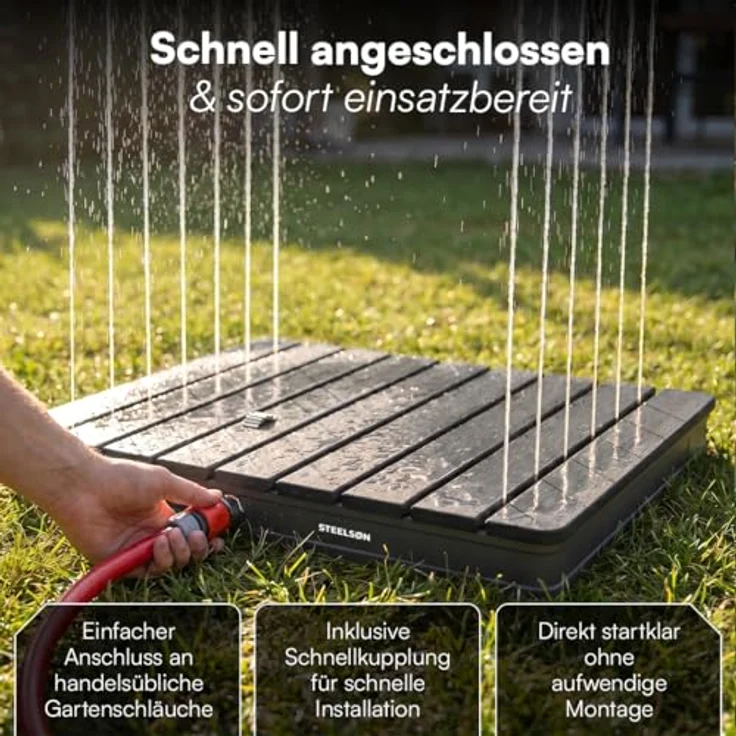 STEELSØN 'Samaya' Bodendusche rechteckig, Gartendusche anthrazit/grau, Campingdusche wetterfest, Saunadusche, Fontänenhöhe bis zu 4m, inkl. Fußrad – Bild 8