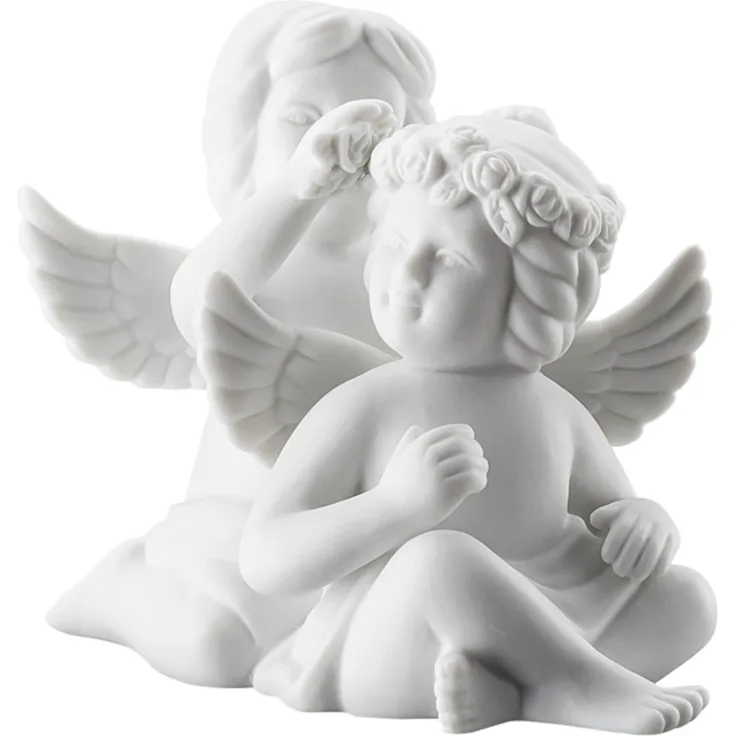 Rosenthal Selection Engelpaar mit Blumen Klein Weiss Matt