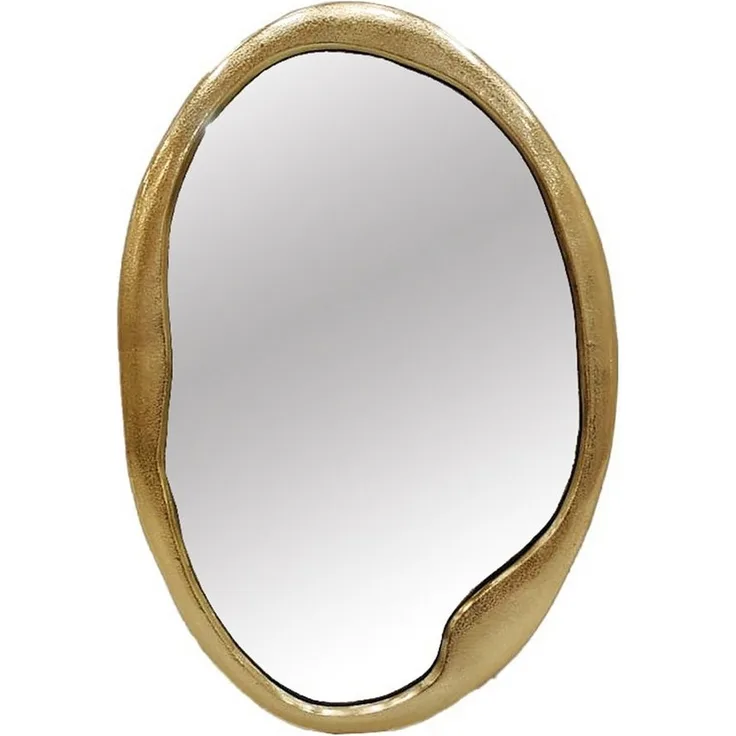 riess-ambiente Wandspiegel ABSTRACT 55 cm gold – rund, handmade, Metall, Statement-Piece (Einzelartikel, 1-St), organische Form, Unikat, eleganter Spiegel für Flur & Wohnzimmer, Deko