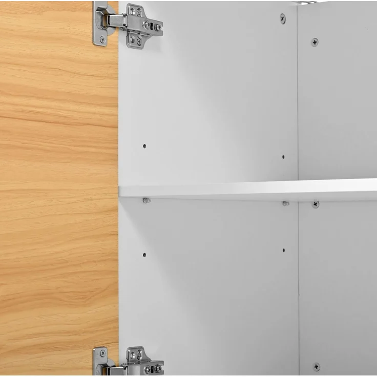 Sideboard aus MDF und PB mit 4 Türen, Rillenstruktur und höhenverstellbaren Einlegeböden, 160x40,5x72 cm, Natur/Weiß – Bild 8