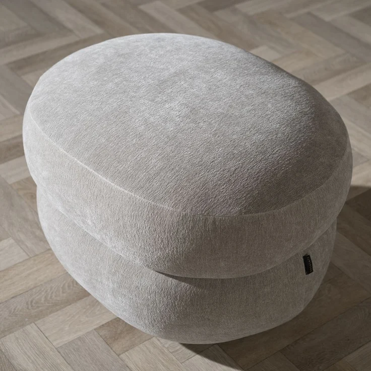 Bronx71 Hocker Mia Chenille taupe oval – Bild 6