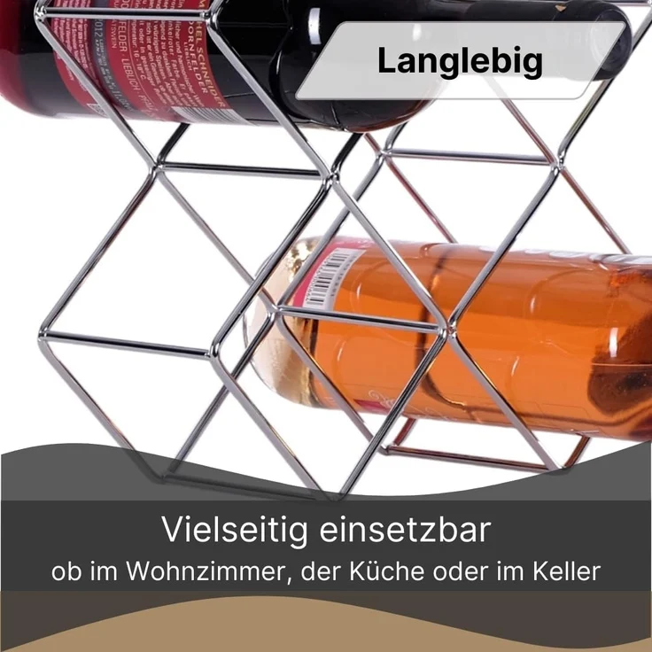 DESIGN DELIGHTS Weinregal WEINFLASCHENHALTER "CUBE", Metall, 37,5 cm, Weinregal, Farbe: silbe – Bild 6