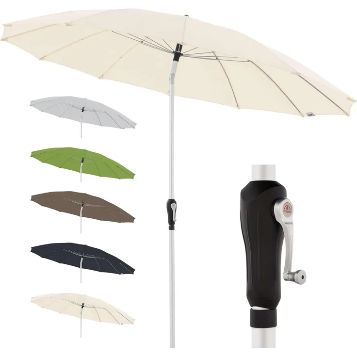 Doppler Aluminium Sonnenschirm Asia Look SL-AZ 250 Auto Tilt - Ideal für den Garten - ca. 250 cm - Knickbar 445457820AZ Nature