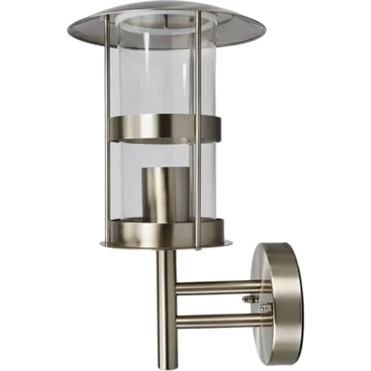 Lindby Edelstahl Wandlampe Außen IP44, moderne 1-flammige Wandleuchte für Garten, Terrasse und Balkon, silber, E27 Fassung max. 60 W