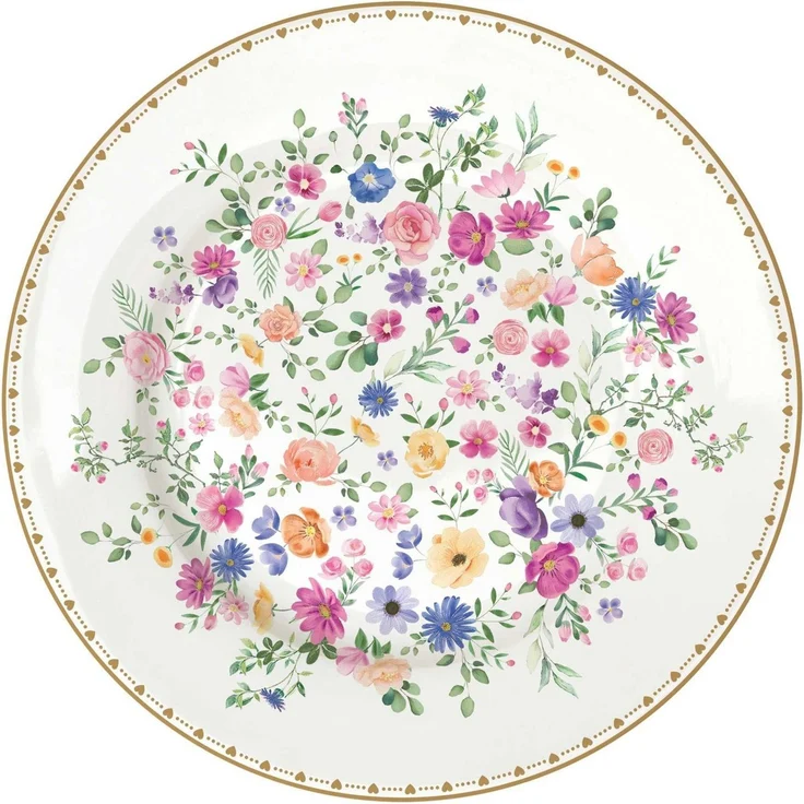 EasyLife Kuchenteller Mon Amour, Spülmaschinengeeignet, Mehrfarbig, Motiv: Herzen & Blumen, Höhe: 2cm – Bild 1
