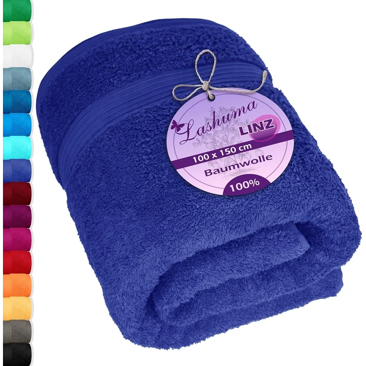 Lashuma Badetuch - Badehandtuch Linz, Frottee (1-St), Frottee Duschhandtuch 100x150 cm blau