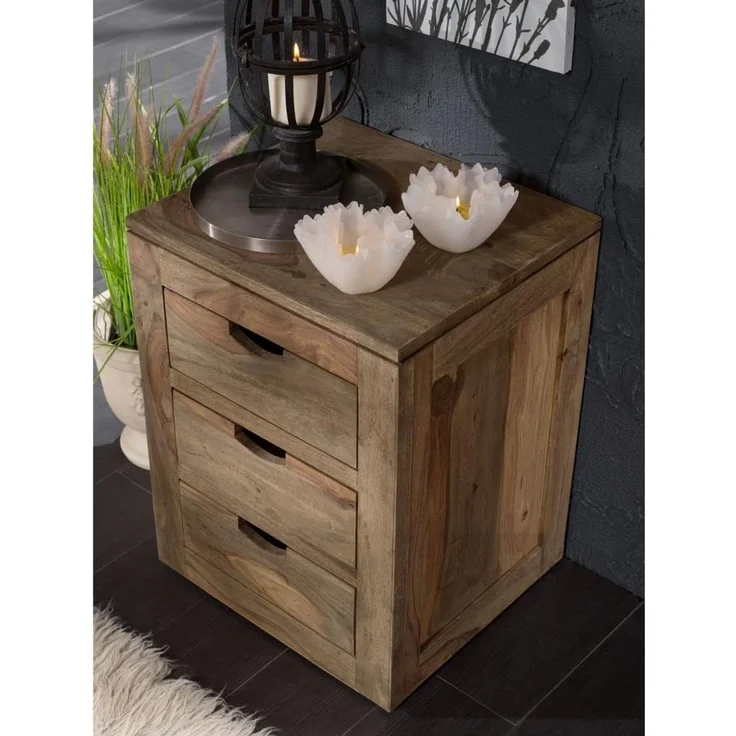 Rollcontainer Sheesham 45 x 40 x 60 grau geölt NATURE GREY #714 – Bild 2