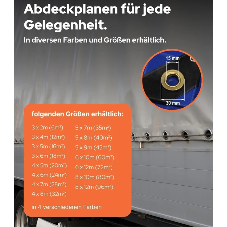 NEMAXX PLA810 Premium Abdeckplane 800x1000 cm grau mit Ösen, 650 g/m² PVC wasserdicht&reißfest, hochwertige Plane universell für LKW, Pool, Holz Gartenmöbel, Abdeckung, Schutzplane, Gewebeplane, 80m² – Bild 6