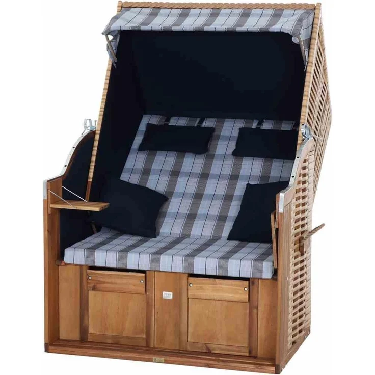 TRENDY by deVries 'Trend 10+' Strandkorb, Stoff 745, Geflecht natur, Akazienholz FSC® 100% – Bild 4