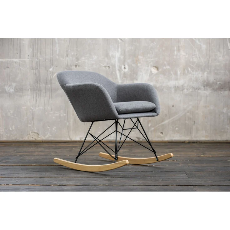 KAWOLA Schaukelstuhl Stella Schaukelsessel Esszimmerstuhl Stoff grau 73 x 75 x 62 cm – Bild 1