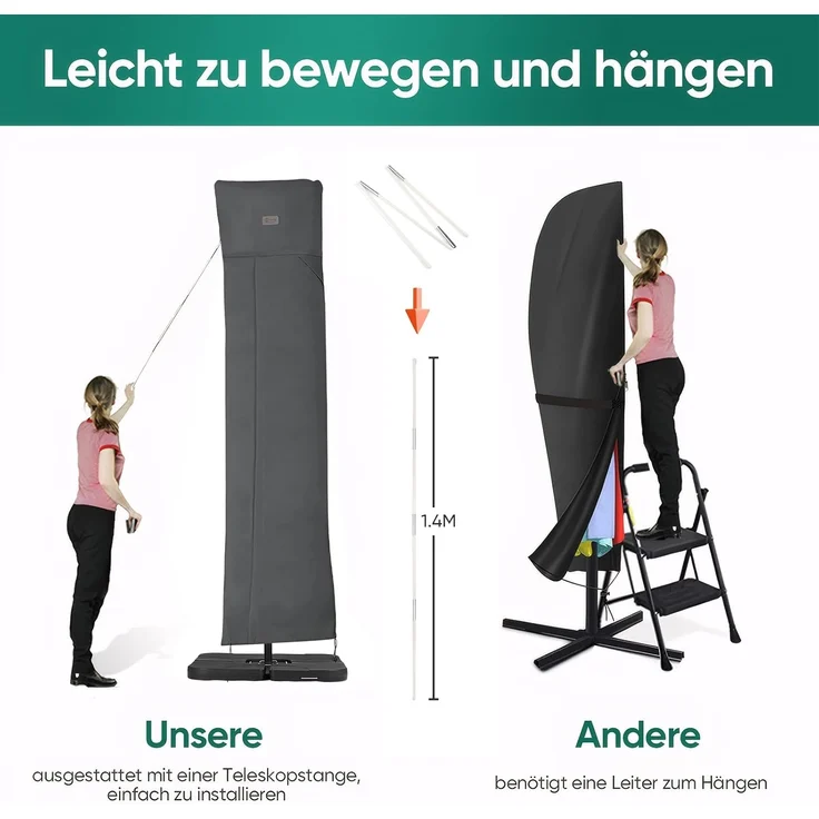 Sekey® Schutzhülle für Ampelschirm,Abdeckhauben für Sonnenschirm – Bild 5