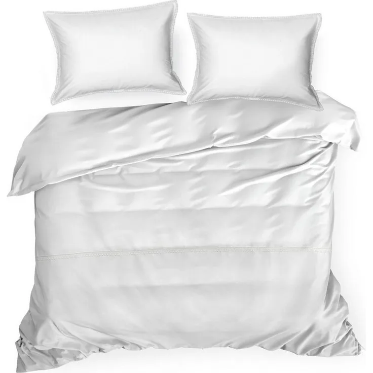 Eurofirany Bettwäsche Bettwäsche-Set aus Baumwollsatin mit Spitze, 100% Baumwolle, Hochwertige Bettwäschegarnitur Retro Stil 3 TLG Doppelbett
