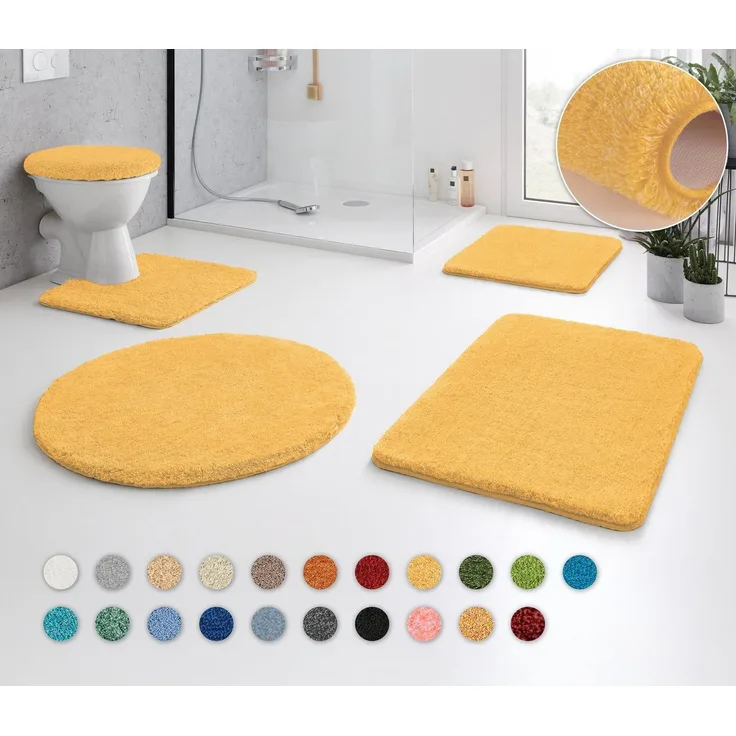 Kleine Wolke Badematte RELAX, Höhe 30 mm, rutschhemmend beschichtet, fußbodenheizungsgeeignet, Polyacryl, rechteckig, Badteppich, Uni Farben, rechteckig, rund & als Set erhältlich