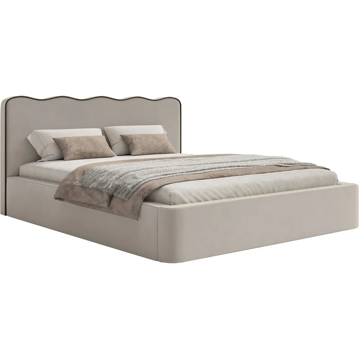 Selsey 'Duney' Polsterbett mit Bettkasten, Velours, beige, 180x200 – Bild 1