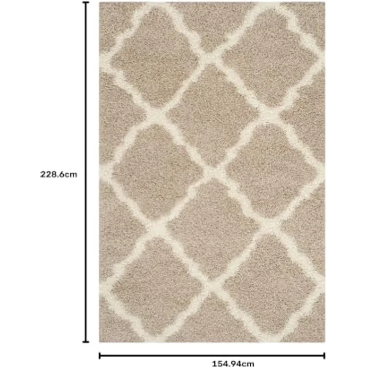 SAFAVIEH Zottelig Teppich für Wohnzimmer, Esszimmer, Schlafzimmer - Dallas Shag Collection, Hoher Flor, Beige und Elfenbein, 155 X 229 cm – Bild 2