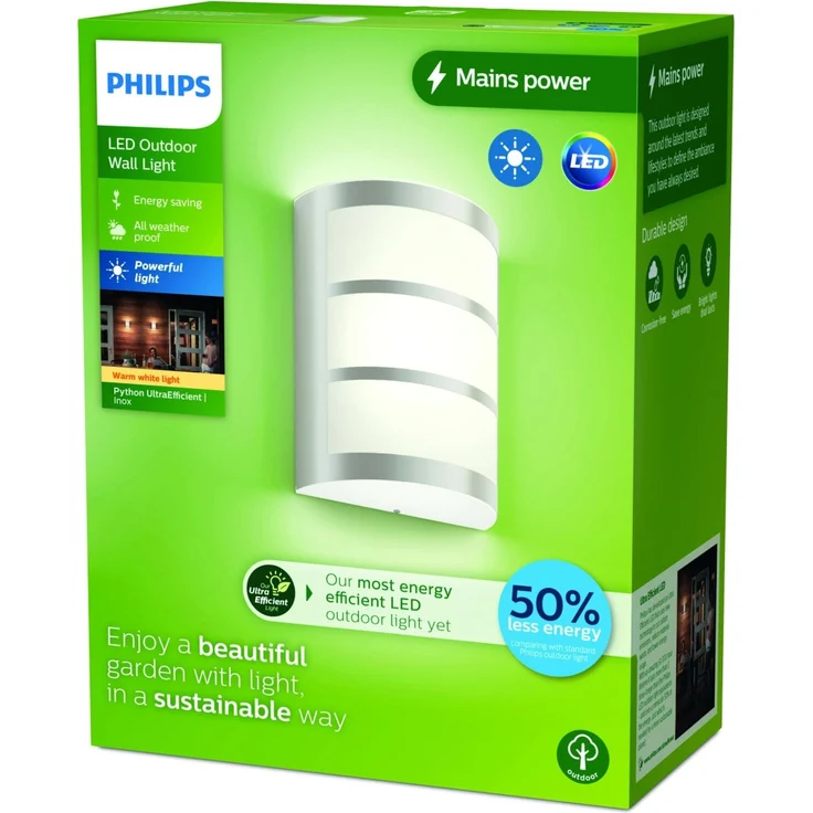 Philips LED Außenwandleuchte Python Edelstahl warmweiß – Bild 5