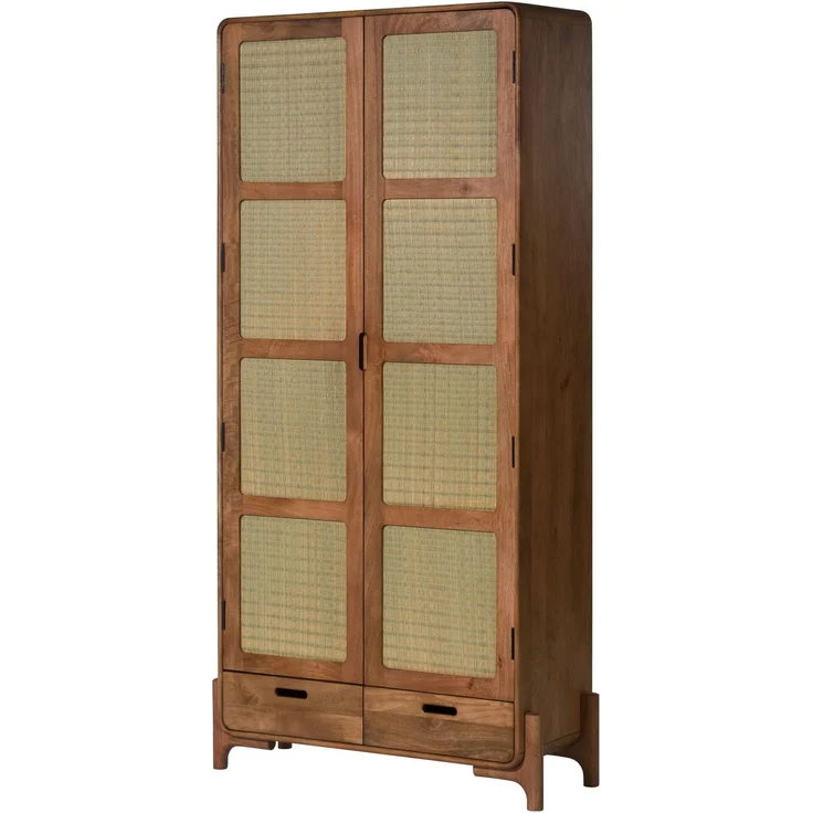 Schrank Mango/Seegras 100x40x200 hellbraun lackiert MIZUMI #110 – Bild 1