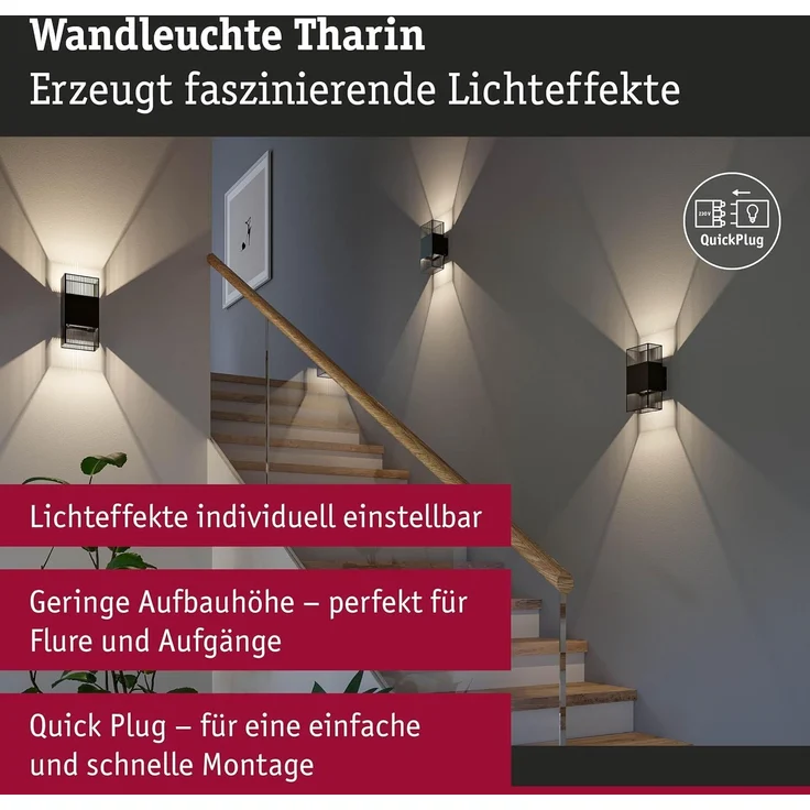 Paulmann 71251 LED Wandleuchte Tharin Schwarz 3000K IP44 – Bild 2