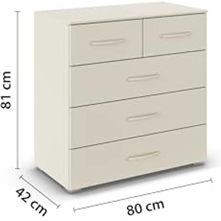 rauch Aditio Box, Kommode, 5 Schubladen, mit Softclose-Funktion, Farbe Beige, BxHxT 80x81x42cm – Bild 3