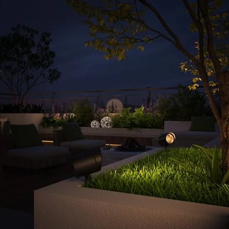 CALEX LED Gartenstrahler mit Erdspieß, warmweißes Licht (2700K), IP44 Wetterbeständig, Schwarz – Bild 3