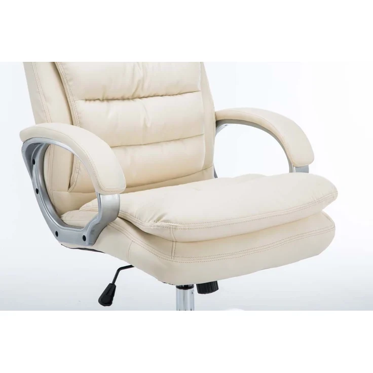 DELUKE® Bürostuhl SOUK - 116x68x77, Creme Kunstleder Metall in Chromoptik Gestell ergonomische Bürostühle Homeoffice Stuhl mit Rollen – Bild 2