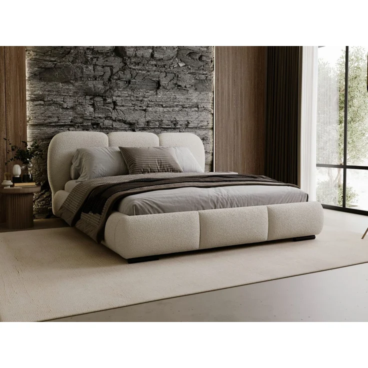 Compleo Polsterbett Wolkenbett, abgerundete Formen, Bouclé-Stoff, verschiedene Farben, TOPSELLER Stauraumbett MADE IN EU – Bild 2