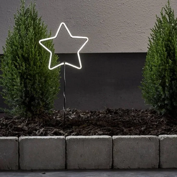 EGLO LED Stern außen, Weihnachtsbeleuchtung Garten mit Erdspieß und Timer, Steckstern Weihnachten batteriebetrieben, Outdoor Weihnachtsstern aus Metall in Schwarz und Kunststoff in Weiß, 58 cm – Bild 2