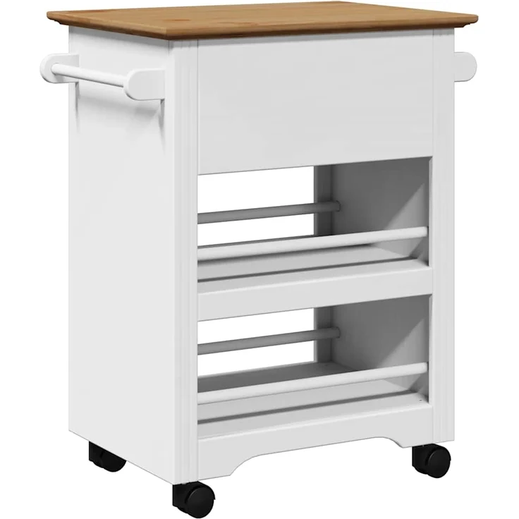 vidaXL Küchenwagen BODO Weiß und Braun 67,5x45x80 cm 4016879 – Bild 6