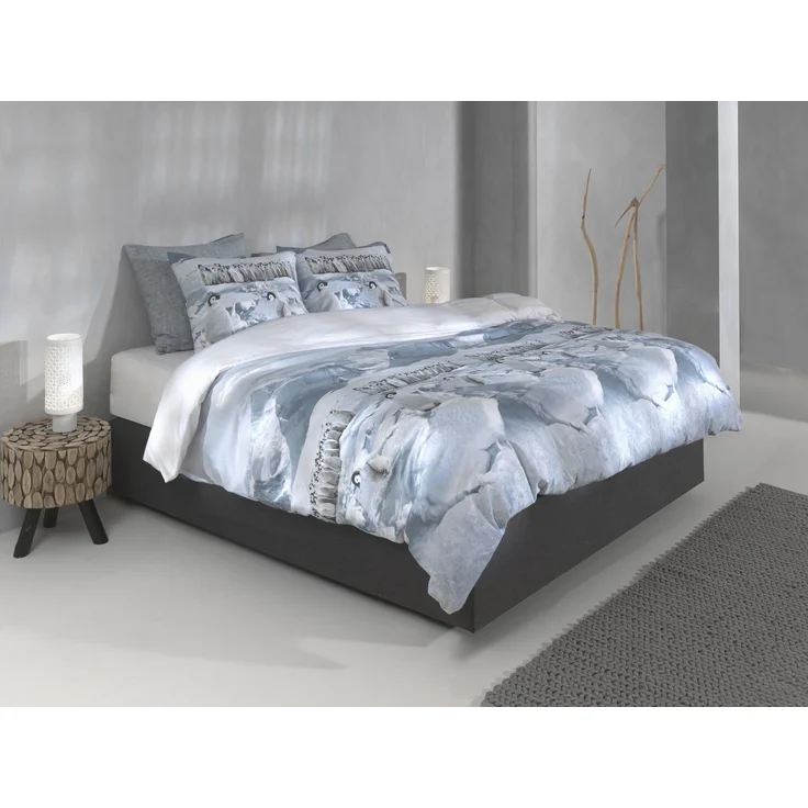 Zo! Home Flanell Bettwäsche 135x200 cm Pinguini blue Pinguin Eis Schnee Arktis – Bild 3