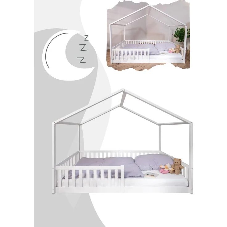 tiSsi® Hausbett / Bodenbett ENNO Gr. 140 x 200 cm Buche Weiß – Bild 2