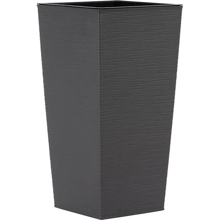 Pflanzgefäß NIZZA, graphit Rillenoptik, 35 x 35 x 68 cm Kunststoffgefäß mit Einsatz – Bild 1