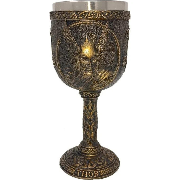 MystiCalls Becher Kelch Thor - Trinkkelch Mittelalter Nordische Gottheit, Polyresin, Dekorationsobjekt, Kelch – Bild 3