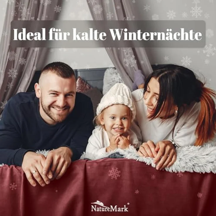 NatureMark Spannbettlaken Winter Thermo Fleece Spannbetttuch, 80% Baumwolle und 20% Polyester, Gummizug: rundum, (1 Stück), 90x190 bis 100x200 cm - Bordeaux rot – Bild 4