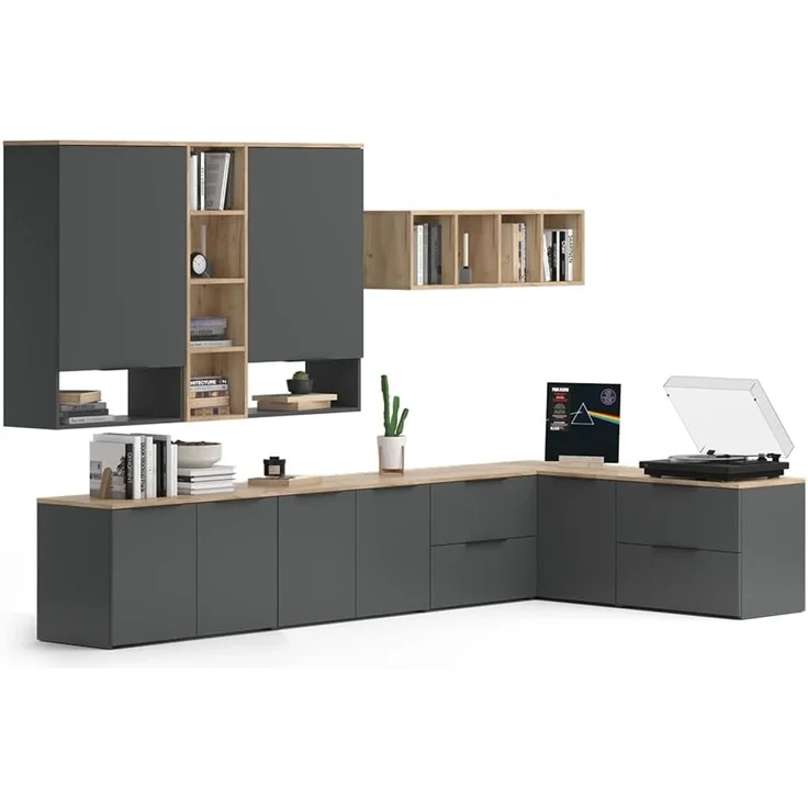 Wohnwand Wido Anthrazit 9 Teile Vicco – Bild 7