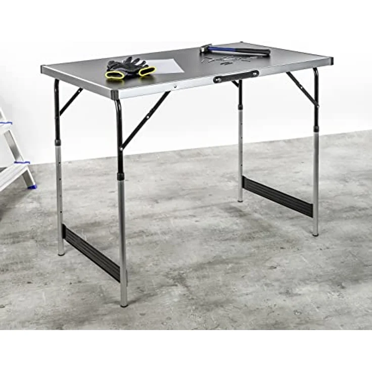 HI Klapptisch 100 x 60 x 94 cm Aluminium, grau 100 x 60 x 3 cm (L x B x H) – Bild 3