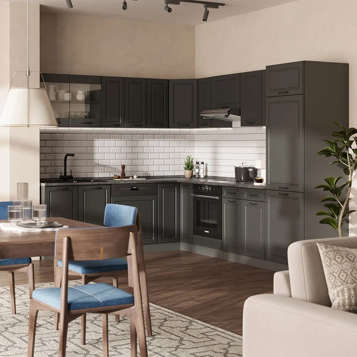 Küchenfront R-Line Anthrazit Landhaus 59.6x39 cm Möbelfront für den flachen Hängeschrank Vicco – Bild 6