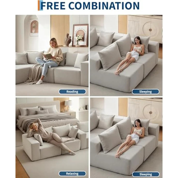 GarveeHome Modulares 108" Cloud Ecksofa Mit Chaiselongue – Flauschiges, l-Förmiges Sofa – Tiefer Sitz, Boneless, Schlafsofa – Komfort Für Wohnzimmer – Ohne Montage – Bild 6