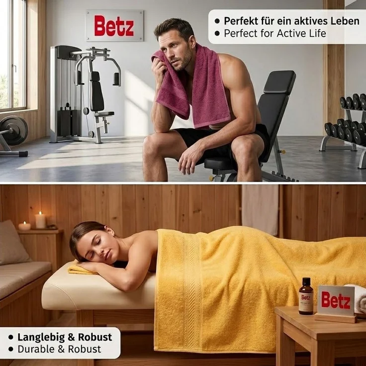 Betz Handtuch Set 12-TLG. Handtuch Set Premium honiggelb/Beere, Baumwolle, (12-tlg) – Bild 4