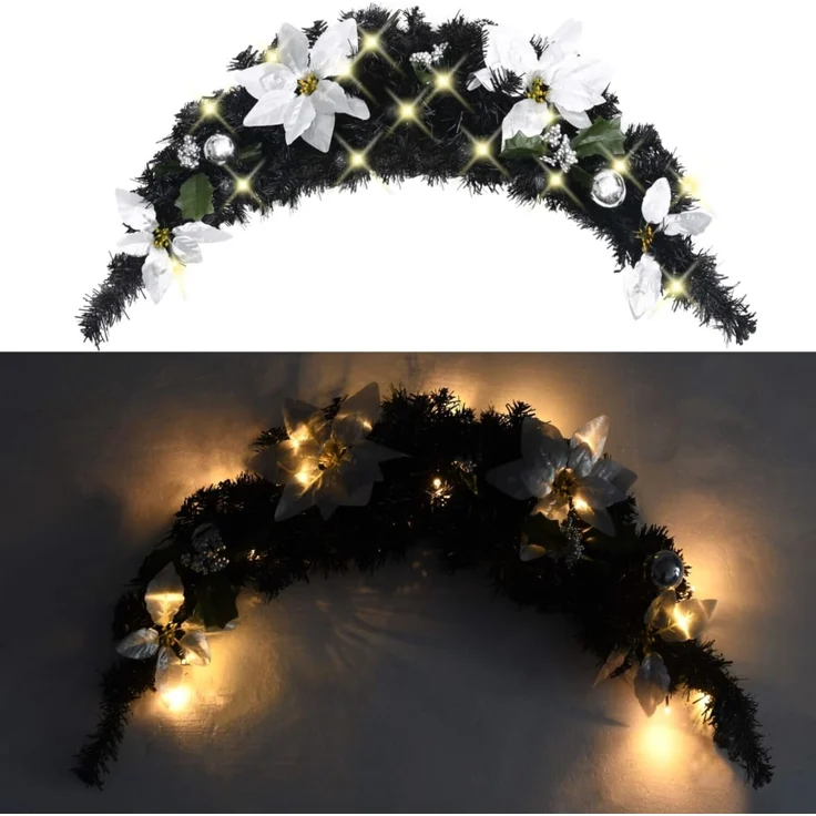 vidaXL Weihnachts-Türbogen mit LED-Lichtern Schwarz 90 cm PVC 320981 – Bild 1