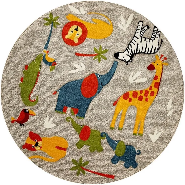 SMART KIDS Kinderteppich Benny & Friends, rund, Höhe: 10 mm, Moderner Spielteppich, strapazierfähig, pflegeleicht, Konturenschnitt