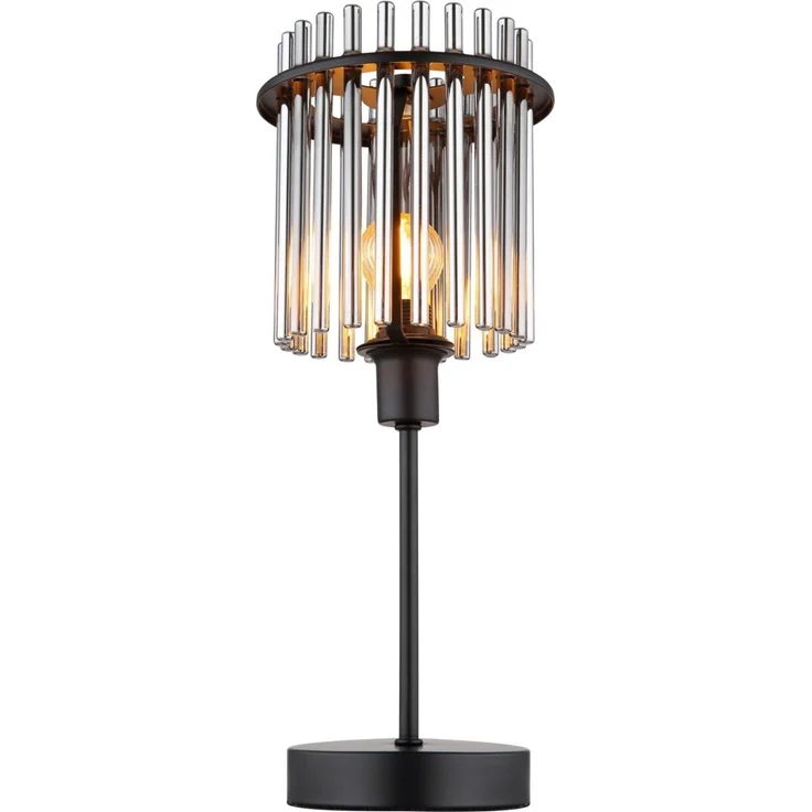 Tischleuchte, Metall, Glasstäbe, rauchfarben, E14, H 37,5 cm – Bild 3